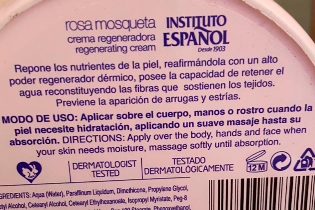 componentes de la crema de rosa mosqueta instituto español